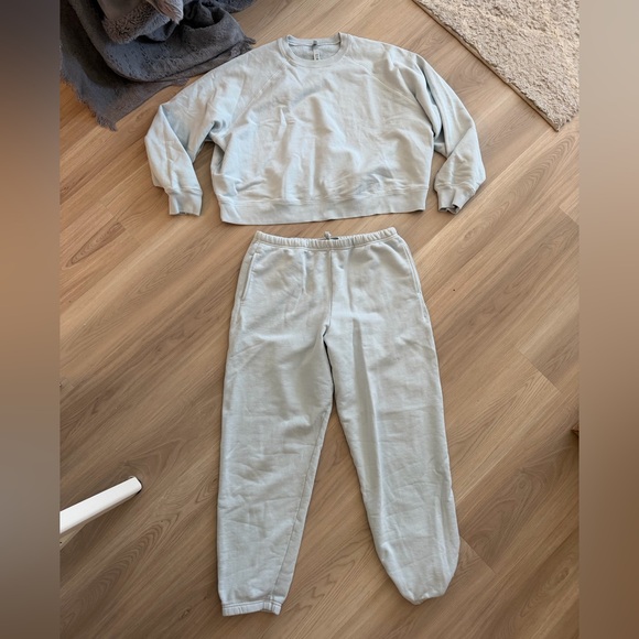 SKIMS Pants - SKIMS Light Blue French Terry Crew Sweatshirt & Jogger Set